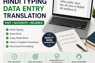 do hindi typing, data entry and translation work