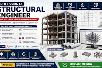 do structural load calculations for beams, slabs, columns, and foundation