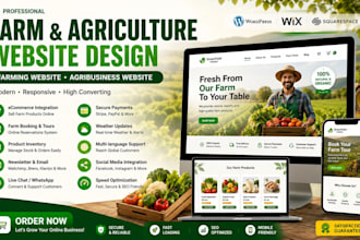 design a farm and agriculture website, agribusiness website and store