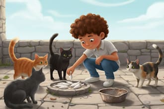 illustrate unique children books with colorful custom storybook artwork