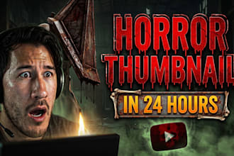 design a scary horror youtube thumbnail with high CTR