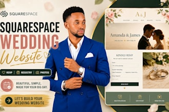 design, fix squarespace, zola, withjoy wedding website with rsvp registry setup