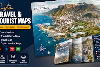 design vacation map, tourist guide map, travel map and city attraction map