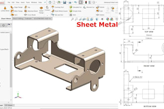 design sheet metal parts fabrication flat pattern dxf cad engineering drawings