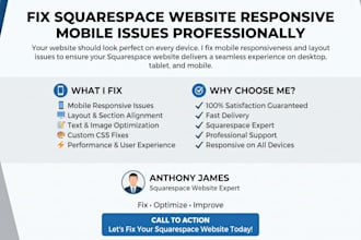 fix squarespace website responsive mobile issues professionally