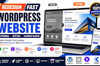 redesign fast wordpress website using gutenberg, spectra and kadence blocks