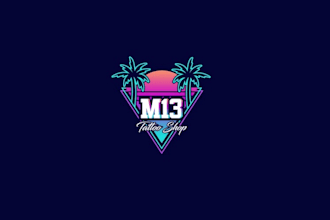 design neon style tattoo shop logo