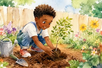 create african american children book illustration for storybook and KDP