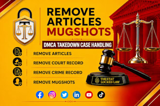 remove defamatory articles mugshots and damaging content and false bad news dmca