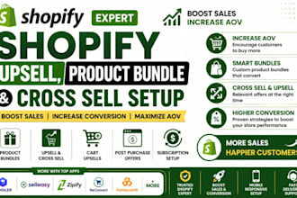 set up shopify upsell, product bundle, cross sell, and boost sales