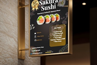 design a premium sushi restaurant social media poster
