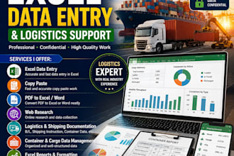 excel data entry, logistics reports and shipping documentation