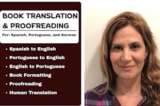 translate spanish, portuguese to english, spanish book proofreading