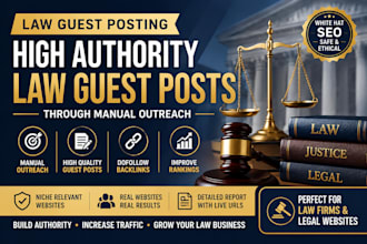 create 5 guest post backlinks for legal business website