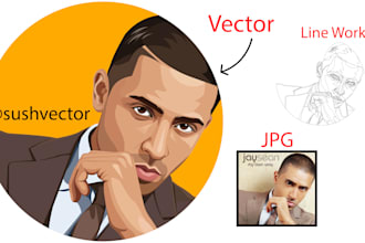 draw high quality vector portrait and vector tracing
