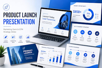 create product launch presentation, marketing deck and GTM strategy slides