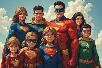 design a family superhero portraits for you