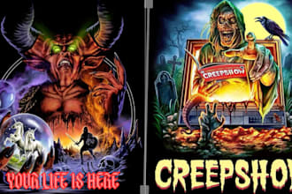 70s 80s retro vintage comic book horror poster gore gothic music album cover