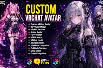 do custom vrchat avatar furry avatar commission vr character anime avatar model