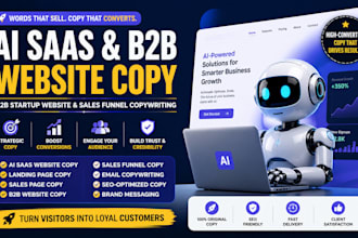 write ai saas website copy b2b ai startup website sales funnel copywriting