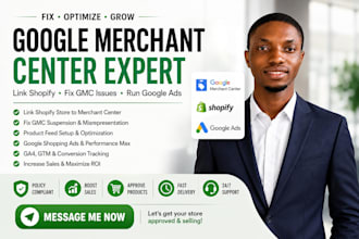 link shopify store to merchant center, fix gmc issues, run google ads