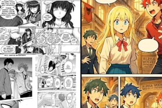 draw manga page anime comic strip graphic novel  webtoon art comics panel relumi