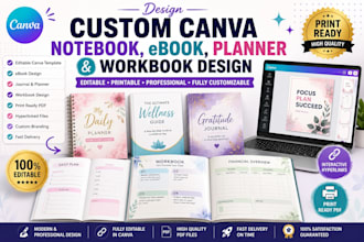 design customizable canva notebook canva ebook journal planner workbook