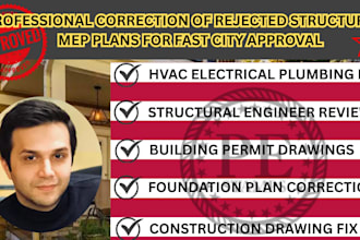 review and correct city rejected structural drawings mep plans for tx VA ca wa