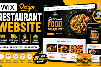 design wix restaurant website, food truck website, cafe menu, online ordering we