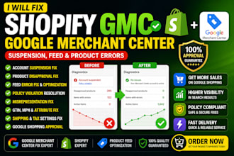 fix shopify google merchant center gmc suspension, feed and product errors