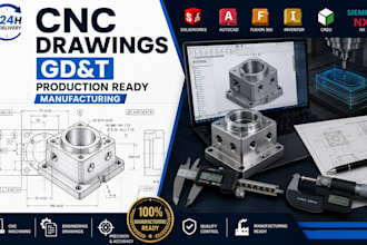 create production ready cnc machining drawing with gdt and tolerances