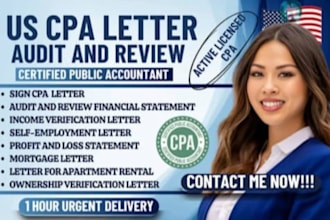 prepare and sign US CPA letter, profit loss audit US financial statement, notary