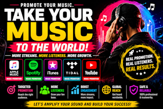itunes music promotion spotify music promotion  tidal music apple music youtube
