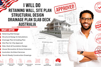do retaining wall, site plan structural design drainage plan slab deck australia