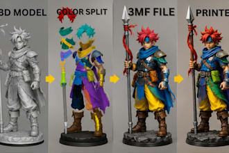 repair stl obj 3mf files, convert stl to 3mf, split and color 3d models