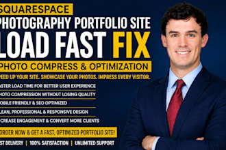 squarespace photography portfolio site load fast fix photo compress optimization