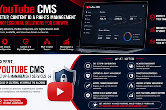 manage, set up youtube cms, manage content id, and build your digital rights nt