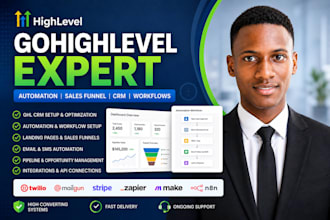 be your gohighlevel expert for automation, salesfunnel and crm workflows