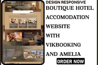 design boutique hotel  accommodation website with vikbooking and amelia