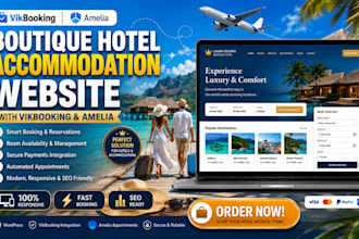 design boutique hotel  accommodation website with vikbooking and amelia