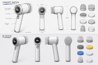 design 3d cad electric brush product, cleaning brush ready for manufacturer