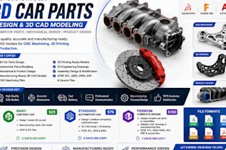 design 3d car parts cad models for cnc machining and 3d printing