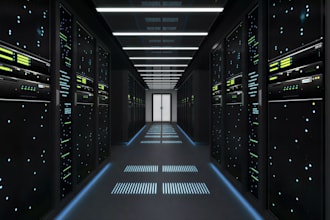 design modern data center, server facility, or technology campus with 3d render