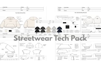 create streetwear tech packs for hoodies, tees and apparel