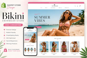 design shopify swimwear bikini website lingerie swimsuit dropshipping store