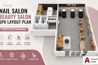 design nail salon, beauty salon floor plan, spa layout plan autocad drawing