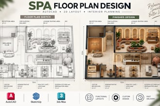 design nail salon, beauty salon and small spa floor plan in autocad