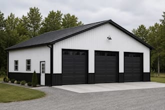 draw barndominium floor plan pole barn house plan for city permit drawing set
