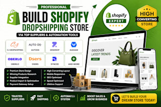 build shopify cj dropshipping store via autods zendrop avasam oberlo dsers synce