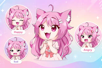 create a custom expressive pngtuber avatar for streaming png tuber illustration